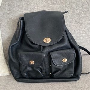 Coach leather black/gold backpack💕